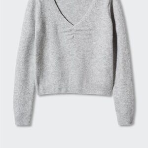 Mango Light Gray V-Neck Sweater